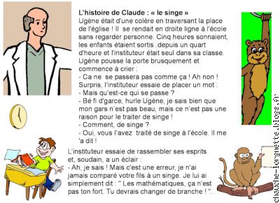 histoire de Claude: le singe à l'école