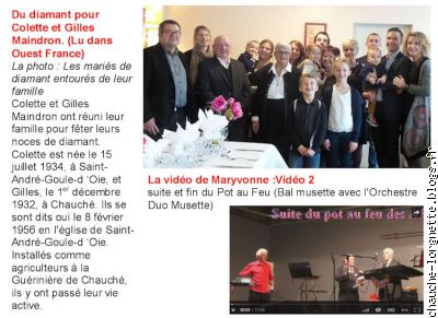 noce de diamant et vidéo du jour