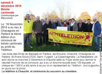 Belote cantonale au profit du téléthon
